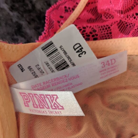 Victoria's Secret PINK Date Racerback Push-up Bra Neon Pink - Picture 6 of 6
